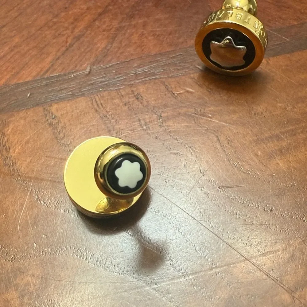 New Montblanc gold tone and black Cufflinks